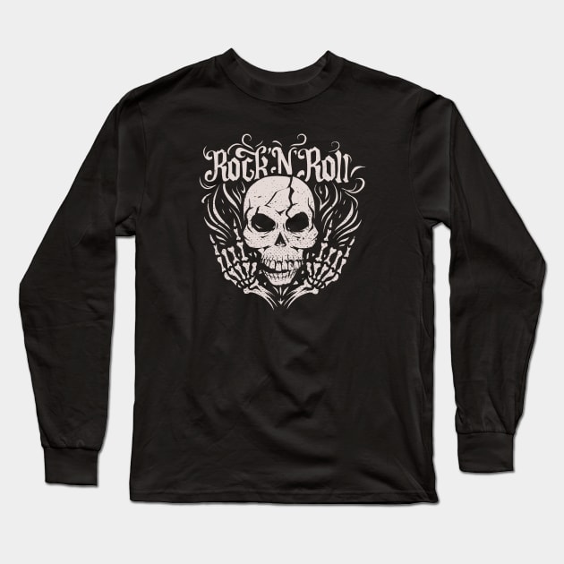 Rock n Roll Skull Long Sleeve T-Shirt by SLAG_Creative